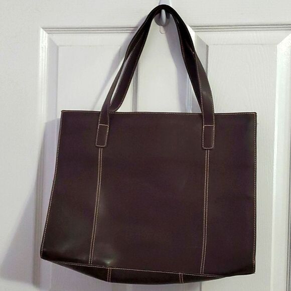 Wilson Leather Pelle Studio Brown Utility Functional Career Shoulder Tote Bag - Picture 1 of 12